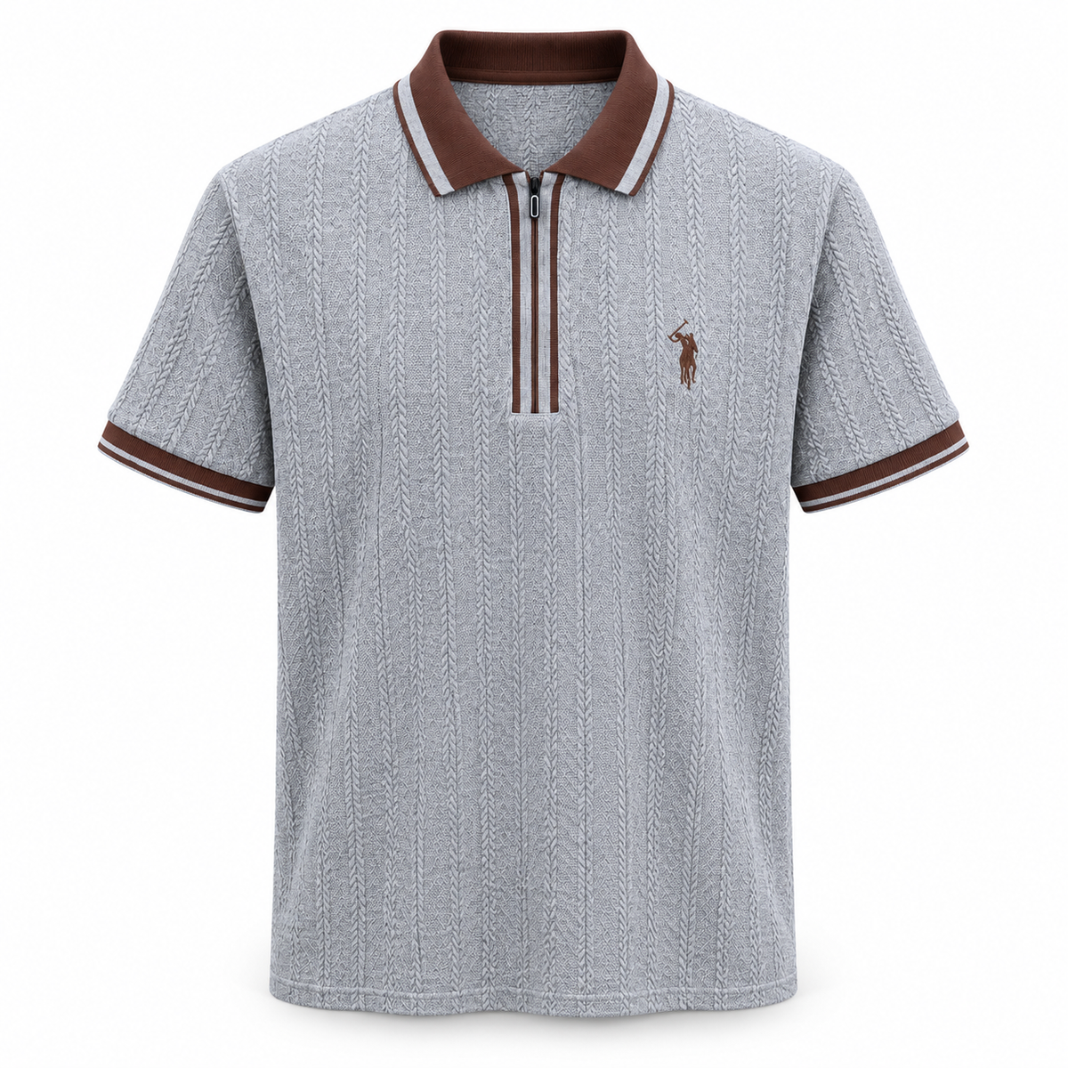 Herren Strick-Poloshirt mit Reißverschluss
