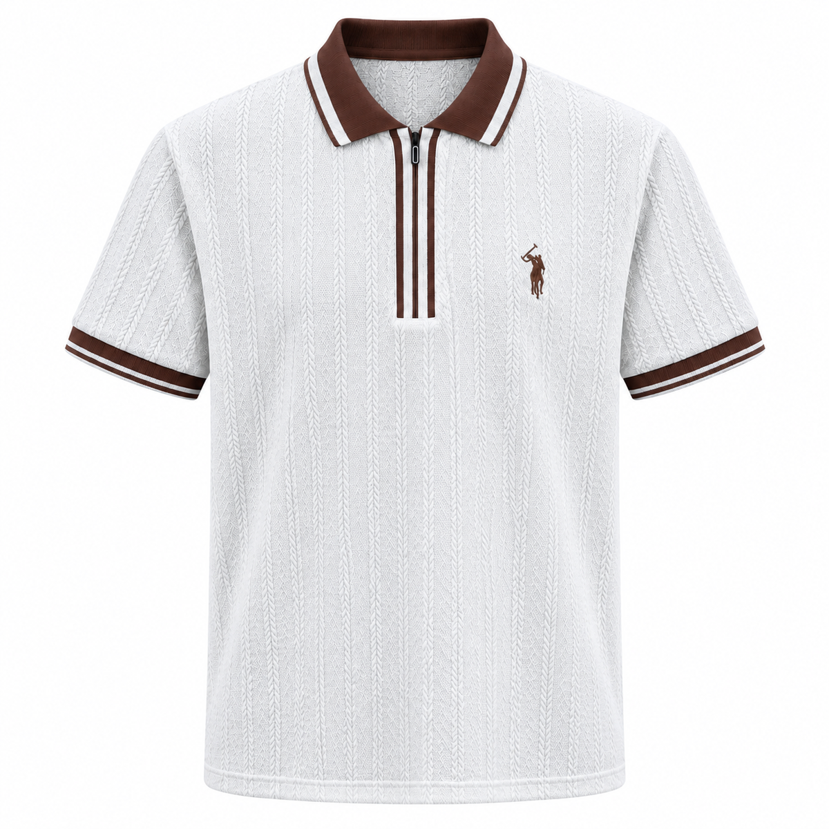 Herren Strick-Poloshirt mit Reißverschluss