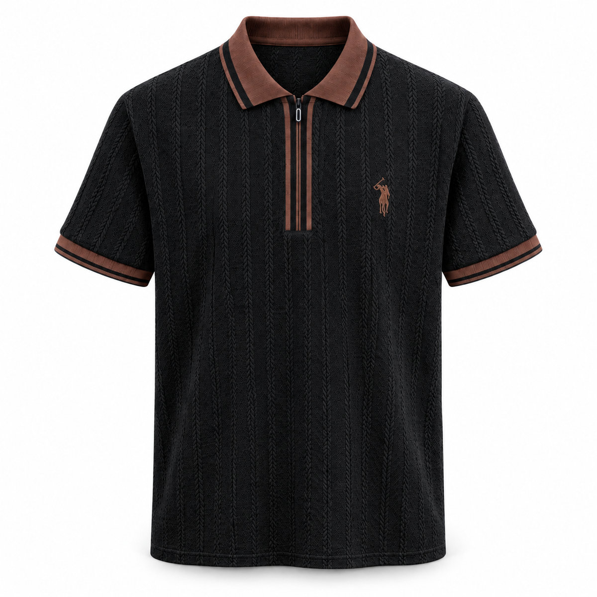 Herren Strick-Poloshirt mit Reißverschluss