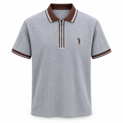 Herren Strick-Poloshirt mit Reißverschluss